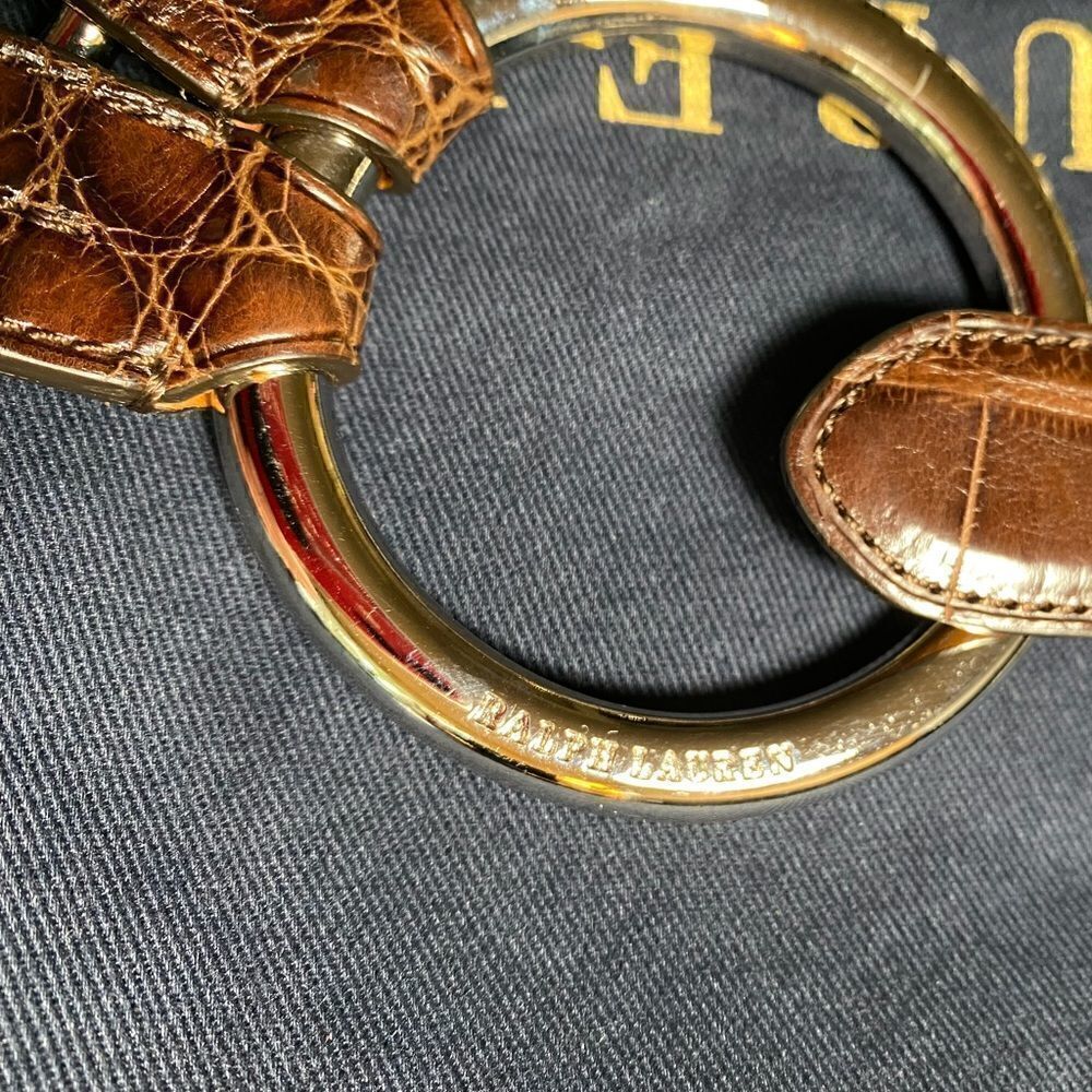 Ralph Lauren Made in Italy Alligator & Silver Tone Link O-Ring Tri-Strap Belt - Picture 5 of 10